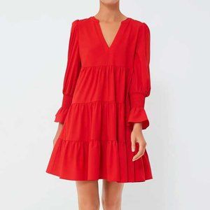 Pomander Place | Red Ruffle Tunic Dress Size M